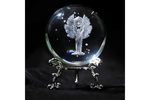 vskikris 3D-Laser-Gravur, Erzengel Metatron, hält die heilige Geometrie, Würfelfigur, Kristallkugel