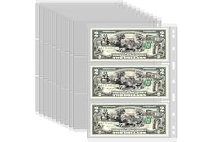 PAIYULE 12 hojas de papel para coleccionar monedas, 36 bolsillos para monedas, 36 bolsillos para encuadernación estándar de 9 agujeros, 3 bolsillos/hojas