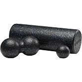 Actifoam D&uuml;z Masaj Seti Spor Fitness seti K&ouml;p&uuml;k Rulo Masaj Topu (Siyah + Mavi Orta Sert)