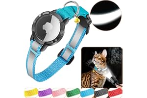 DOMIPHIE Airtag Katzenhalsband - Integriertes Katzenhalsband Airtag Wasserdicht,Reflektierendes Airtag Halsband Katze Halsband mit Sicherheitsverschluss Gummizug für Kätzchen Klein Hund (Blau S)
