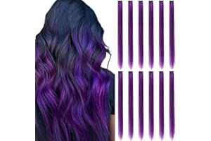 REDMENCO Extensiones de Cabello de Colores con Clip, 12 piezas, Morado