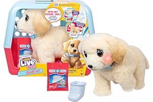 Little Live Pets Ouchies - Cooper The Retriever Puppy, Cura a tu Perrito como un Veterinario, Haz una escayola de Verdad, Perrito y transportín, Juega una y Otra Vez, +50 Sonidos y reacciones