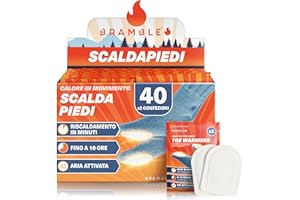 Bramble - Scaldapiedi adesivi (40 paia, 80 in totale) - Cerotti adesivi ultrasottili per scarpe e stivali - Attivati ​​dall'aria e inodori - Fino a 10 ore di calore