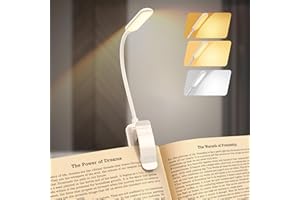 SOTIPEVS Reading Lamp Book Clamp with 20 LEDs, Touch Operation Book Lamp with 3 Colour Temperature Modes & Continuously Dimmable, 100 Operating Hours USB Rechargeable Clamp Lamp, 360° Neck Reading Light for