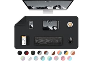 BLESWIN Tappetino da scrivania reversibile 80cmx 40cm, tappetino da scrivania a doppia faccia, tappetino da scrivania impermeabile in pelle PU, tappetino per laptop e tappetino per mouse -Nero, 90cm x 43cm