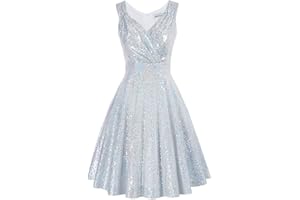 GRACE KARIN Women Sequins Velvet Banquet Dinner Dress 50s Autumn Winter V-Neck A-line Dress