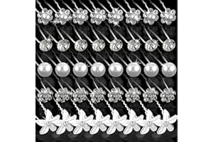 TELOOCO Braut Haarschmuck Hochzeit 40 Stück Perlen Blumen Haarnadeln Hochzeit Haarspangen Haarschmuck Mädchen 5 Stile U Form Strass Brautschmuck Kristall Haarnadel für Damen Abschlussball Party