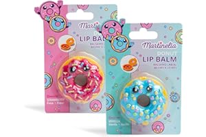 MARTINELIA – Lippenbalsam Donut für Kinder – Lippenpflege für Mädchen – Geschenk für Mädchen – zufälliges Modell (Erdbeere, Vanille) – 1 Stück