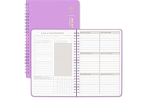 BIROYAL Agenda hebdomadaire non daté - Format A5 - Agenda hebdomadaire avec liste de choses à faire, grand champ de note - 52 feuilles - Classeur à anneaux avec couverture rigide