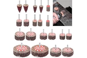 Wkmamo Set di 20 levigatrici lamellari, testine abrasive, 10 misure, grana 80, per trapano, lucidatura, utensili rotanti