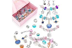 MOJINO Jewellery Making Kit for Teenage Girls, Gifts for Girls 7 8 9 10 11 12 Years Old, Charm Bracelet Making Kit DIY Arts Crafts Advent Calendar for Girls