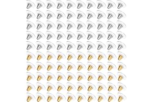 BFUZXY 100 Piezas Tuercas Pendientes Silicona,50 Doradas y 50 Plateadas,Plástico Hipoalergénico Tipo Bala de Embrague,Ideal para Seguridad de Aretes,Tapones Suaves y Confortables para Aros y Pendientes