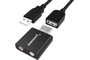 SABRENT | Adaptador USB a Jack 3,5 mm para Auriculares con Entrada de micrófono | Tarjeta de Sonido Externa USB estéreo 3D | Compatible con PS4, Windows y Mac [AU-EMCB]