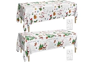 PTECDROTS 2Pcs Christmas Coloring Tablecloths, Rectangular Paper Xmas Table Covers, Giant Coloring Poster Santa Claus Snowman for Kids Winter Holiday New Year Merry Christmas Party Supplies, 137 x 274cm