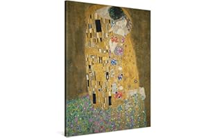 PICANOVA – Gustav Klimt The Kiss 75x100cm – Quadro su Tela – Stampa Incorniciata con Spessore di 2cm Altre Dimensioni Disponibili Decorazione Moderna
