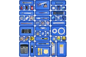 haobin 42 Pack Interlocking Desk Drawer Organizers,Tool Box Organizer and Storage,Hardware Organizer for Tool Drawer,Desk Drawer Tray Organizer for Kitchen Bathroom Makeup Office