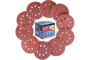 ALPXUXP Dischi Abrasivi 125mm 8 Fori Carta Vetrata Abrasiva,Rivestimento Abrasivo Antiaderente(Grana Mista 240/320/400/600/800/1000 x15) per Levigatrice Orbitale（90 Pezzi）