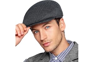 Wantonfy Gorras De Hombre Boina Plana Tweed Otoño e Invierno Gorra Gatsby Newsboy Estilo Retro Driving Cap Sombrero con Orejeras Ajustables