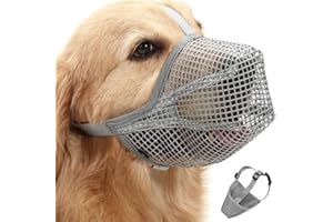 XFLYP Muselière Chien en Maille Souple Respirante, Muselière Réglable avec Sangles Velcro, Conception Entièrement Recouverte, Cache-Bouche pour éviter Les Morsures, Les Aboiements (XL (Snout 32-36cm))