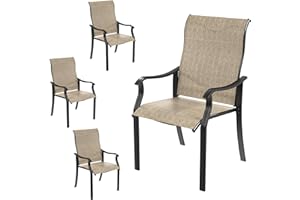 Amopatio 4 PCS Garden Chairs, High-back Chair Metal, Dining Chairs Waterproof for outdoors, terrace, balcony, Brown