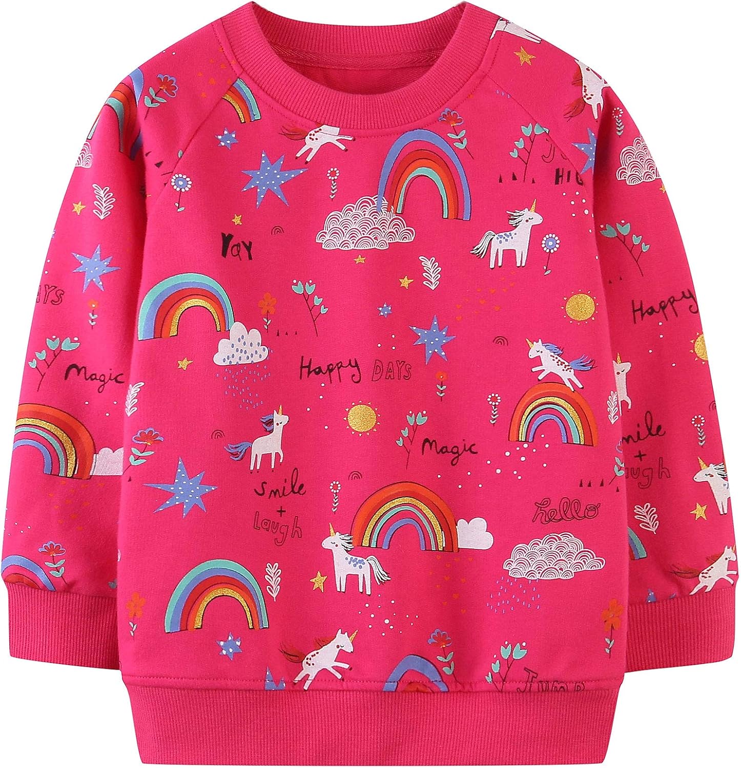 TEDD Sudaderas Niña Unicornio Camiseta Manga Larga 100% Algodón Jersey sin Capucha para Nina 1-12 años