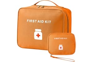 Mecctuck 2 sztuki torebek na lekarstwa, duża pojemność, wodoszczelna, medyczna torba ratunkowa, pusta, wodoszczelna torba na lekarstwa pierwszej pomocy, przenośna torba na lekarstwa, do biura, domu, na podróż (pomarańczowa)