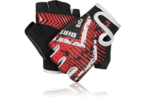 MARIB Cycling Gloves for Kids Half Finger Gloves for Children Bicycle Outdoor, Gym Gloves for Junior Toddler Boys Girls for Riding Biking Sports Gloves are Non-Slip, Colors in Blue Pink Green Red Yellow, Youth Age 2-10