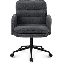 Youhauchair Bureaustoel, Imitatie Kasjmier Office Chair, Comfortabele Make-up Stoel met Verstelbare Hoogte, Ergonomic Chair Bureaustoelen voor Thuis en Slaapkamer, Donkergrijs