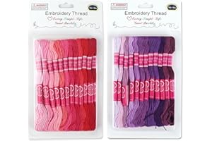 ROMCADE 24Pcs Embroidery Threads 6 Strands Cross Stitch Polyester Cotton 26ft Embroidery Floss Ideal for DIY Hair Wraps Sewing Cross Stitch Embroidery Friendship Bracelets Kid's Crafts (Red & Purple)