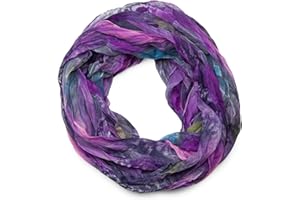 styleBREAKER patrón de la pluma del estilo del batik bufanda tubo de bucle, el desplome y la arruga, sedoso y ligero 01016064