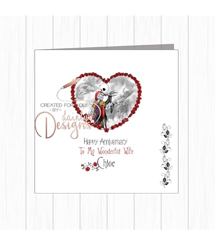 Personalised Nightmare Before Christmas Wedding Card - Gothic Style Greeting Card For Couples