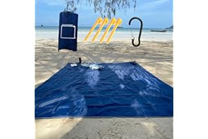 GooD ELEMENT, Compact picnic blanket 200x200, Beach mat sand free waterproof, Sunbathing mat, Beach sheet, Beach blanket sandproof extra large, Navy, (2023-1)