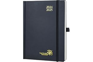‎POPRUN POPRUN Kalender 2025 Buchkalender (Aug.2024-Dez.2025) Hardcover, ca. A5 (22 x 16,5 cm), 17-Monate-Terminplaner, Wochenplaner 2025 mit FSC®-Zertifiziertem Papier - Schwarz