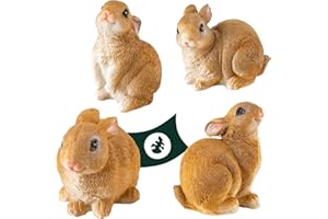 ‎VERDOBA VERDOBA Gartenfiguren Häschen im 4er Set - Garten Deko aus Kunstharz, wetterfest - Deko Tier Figur für den Garten - Vier Kaninchen aus Polyresin für außen