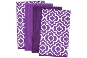 DII Czyszczenie, mycie, suszenie, ultrachłonny, ręcznik do naczyń z mikrofibry siatkowej 40 x 40 cm (zestaw 4 szt.) - bakłażan