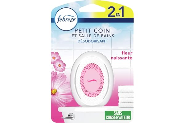 Febreze Petit Coin et Salle de Bains, 1 x 7.5ml, Désodorisant WC, élimine les Odeurs et Rafraîchit L’intérieur, Fleur Naissante