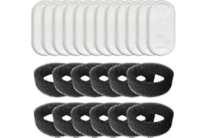 Hantoc 24 Pezzi Filtri Fontanella per Gatti, 12 Pezzi di Filtro a Carbone e 12 Pezzi di Spugna in Schiuma per 3.2L Fontana in Acciaio Inox PLWF003 Filtri Fontanella con Resina e Carboni Attivi