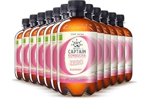 THE GUTSY CAPTAIN KOMBUCHA Gutsy Captain Kombucha ZERO - ZERO Calories, Zero Sugar - Bio Kombucha Tee, Lebendige Kulturen, Keine Konservanten, Unpasteurisiert, Roh und Vegan - 12 x 400ml ZERO (Raspberry)