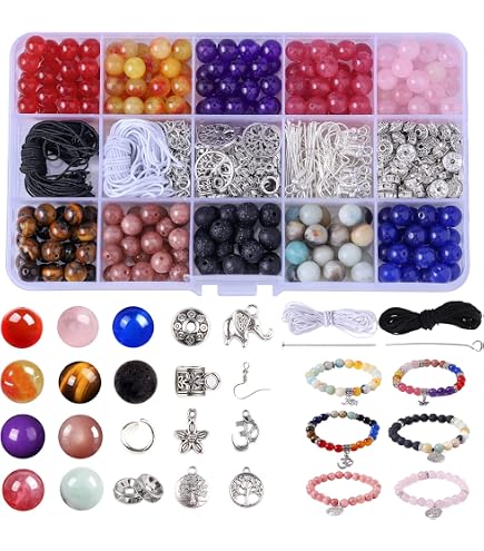SUNNYCLUE Chakra Lava Stein Perlen Set – 200 Teile, 8 Mm, Mit Kristallschnur & Aufbewahrungsbox
