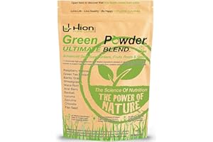 Hion Super Greens Powder | 11 Superfoods incl. Wheatgrass, Spirulina, Chlorella & Green Tea | Energy, Gut & Immune Support | No Fillers | Vegan & Gluten-Free | 30 Servings | Award-Winning & UK Made