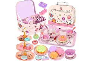NCKIHRKK 48 stycken teservis för barn, köksleksak för barn, tefest, rollspel, barns kaffeservice, flicka, 3, 4, 5, 6, 7, 8 år