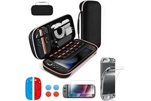ＲＵＥＩＵＲＩ Switch 2 2025 Case & Accessories, 10 in 1 Accessory Kits for Switch 2 2025, Switch 2 Carry Case,Joy Con case,Tempered Glass,Thumb Grips Caps,Console Shell +Console Protector