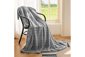 HOMEBLISS Przytulny koc, z certyfikatem Oeko-Tex®, koc na kanapę, ciepły koc na zimę, miękki, super miękki koc polarowy jako narzuta na sofę, narzuta na łóżko, szary, 220 x 240 cm