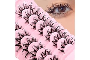 HERACKS Falsche Wimpern Manga Wimpern Wet Look D-curl Cat-Eye Japanese Style Cosplay Spiky Anime Lashes 20mm Long Dramatic Thick Faux Mink Doll Eyelash Extension Look Like Wispy Individual Clusters(S23)