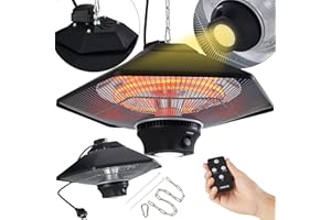 Arebos Chauffage infrarouge plafond | Radiateur électrique suspendu | | Chauffage de terrasse (2.000W avec Télécommande (Hexagonal))