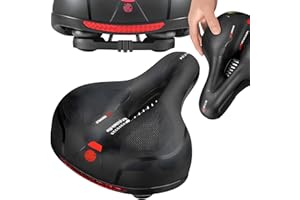 Retoo Sillín de bicicleta con espuma viscoelástica cómoda y suave, asiento de bicicleta con cubierta impermeable, ergonómico, ancho, transpirable, cómodo, amortiguador de golpes, para bicicleta de