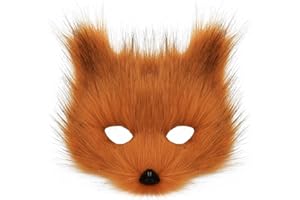 hbbhml Tier Fuchs Wolf Maske Halloween Party Cosplay Kostüme Requisiten Plüsch Katze Halbes Gesicht Masken Karneval Weihnachten Maskerade