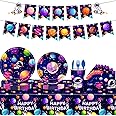 DAYONG Outer Space Theme Party Supplies Set, 170pcs Cartoon Planet Birthday Party Decorations Tableware Set for 24 Guests, Disposable Party Paper Plates Set for Shower Birthday