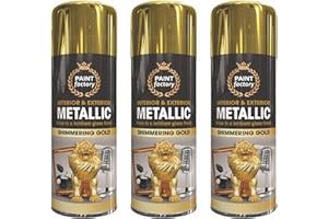 Life Necessities Gold Metallic Spray Paint, 3 x 400ml Aerosol Spray, Metal, Wood, Plastic & Automotive Interior & Exterior Paint