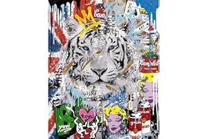 Walarky Banksy Street Art Kit de peinture à l'huile sur toile avec pinceaux et pigments acryliques pour décoration murale sans cadre 40,6 x 50,8 cm